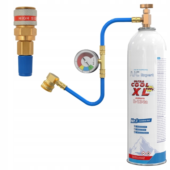 Zestaw XL do napełniania klimatyzacji dla aut na R134a + adapter HP na LP