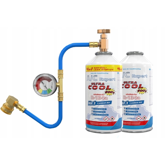 Zestaw do napełniania klimatyzacji dla aut na R134a + gaz 4 w 1