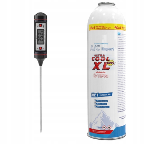 Gaz XL 4 w 1 do napełniania klimatyzacji dla aut na R134a + termometr