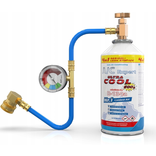 Zestaw 4 w 1 do napełniania klimatyzacji dla aut na R134a