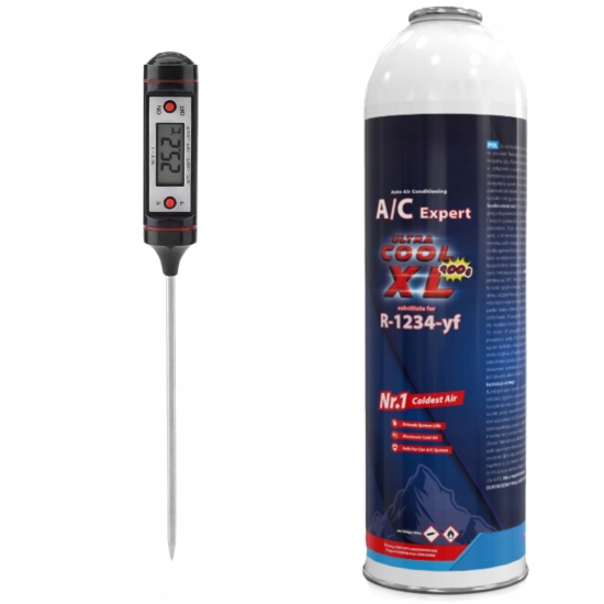 Gaz XL do napełniania klimatyzacji dla aut na R1234yf + termometr