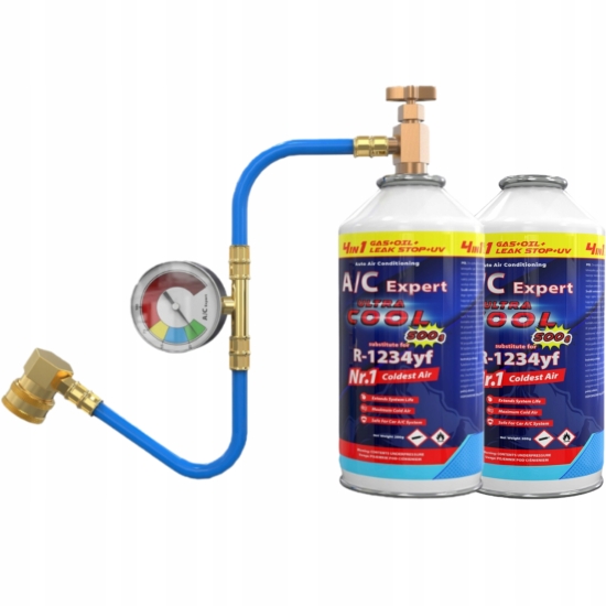 2 x zestaw 4 w 1 do napełniania klimatyzacji dla aut na R1234yf